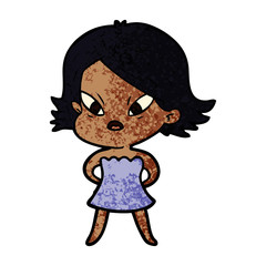 cartoon stressed woman