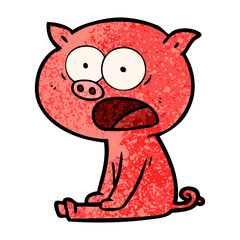 cartoon sitting pig shouting