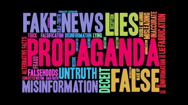Propaganda Word Cloud on a black background.