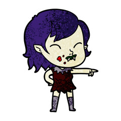 cartoon vampire girl with blood on cheek