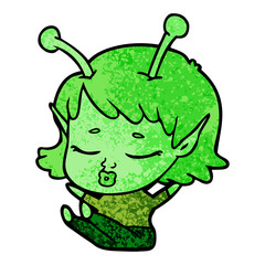 cute alien girl cartoon