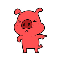 Obraz na płótnie Canvas cartoon angry pig pointing