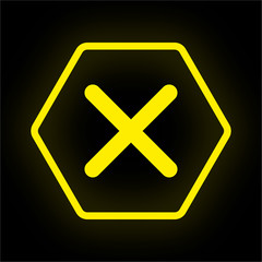 Neon Button Polygon - Kreuz