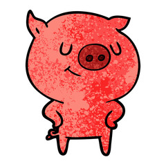 happy cartoon pig