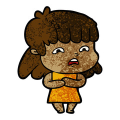 cartoon worried woman