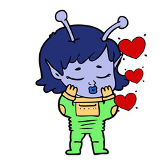 cartoon alien girl in love