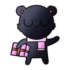 bear cartoon character with present