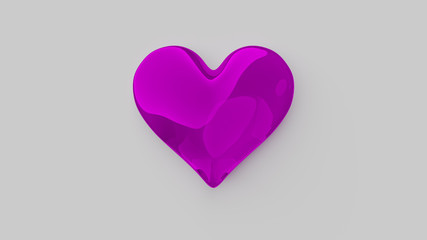 Corazón de cristal morado. 3D