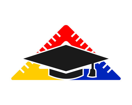 graduate hat ruler square academic cap image icon logo vector