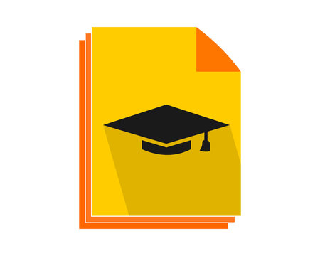 graduate hat yellow paper square academic cap image icon logo vector