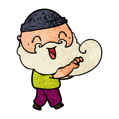 happy bearded man grabbing