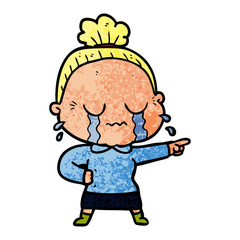 cartoon crying old lady