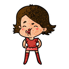 cartoon girl pulling face