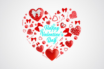 
Valentine day background with colorful hearts with frame. Happy valentines day and weeding design elements. Vector illustration. Background With hearts. Doodles and curls. Be my valentine.