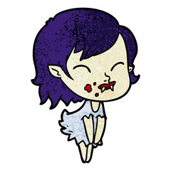 cartoon vampire girl with blood on cheek