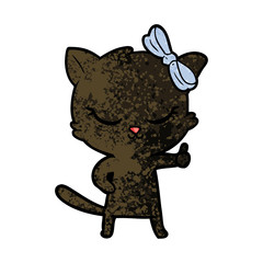 cute cartoon cat with bow