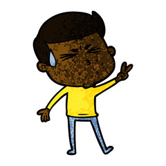 cartoon man sweating