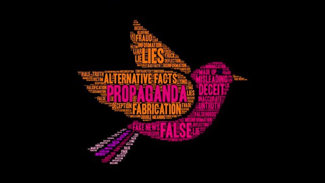 Propaganda Word Cloud on a black background.