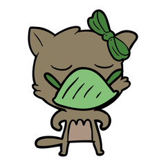 cartoon cat wearing germ mask