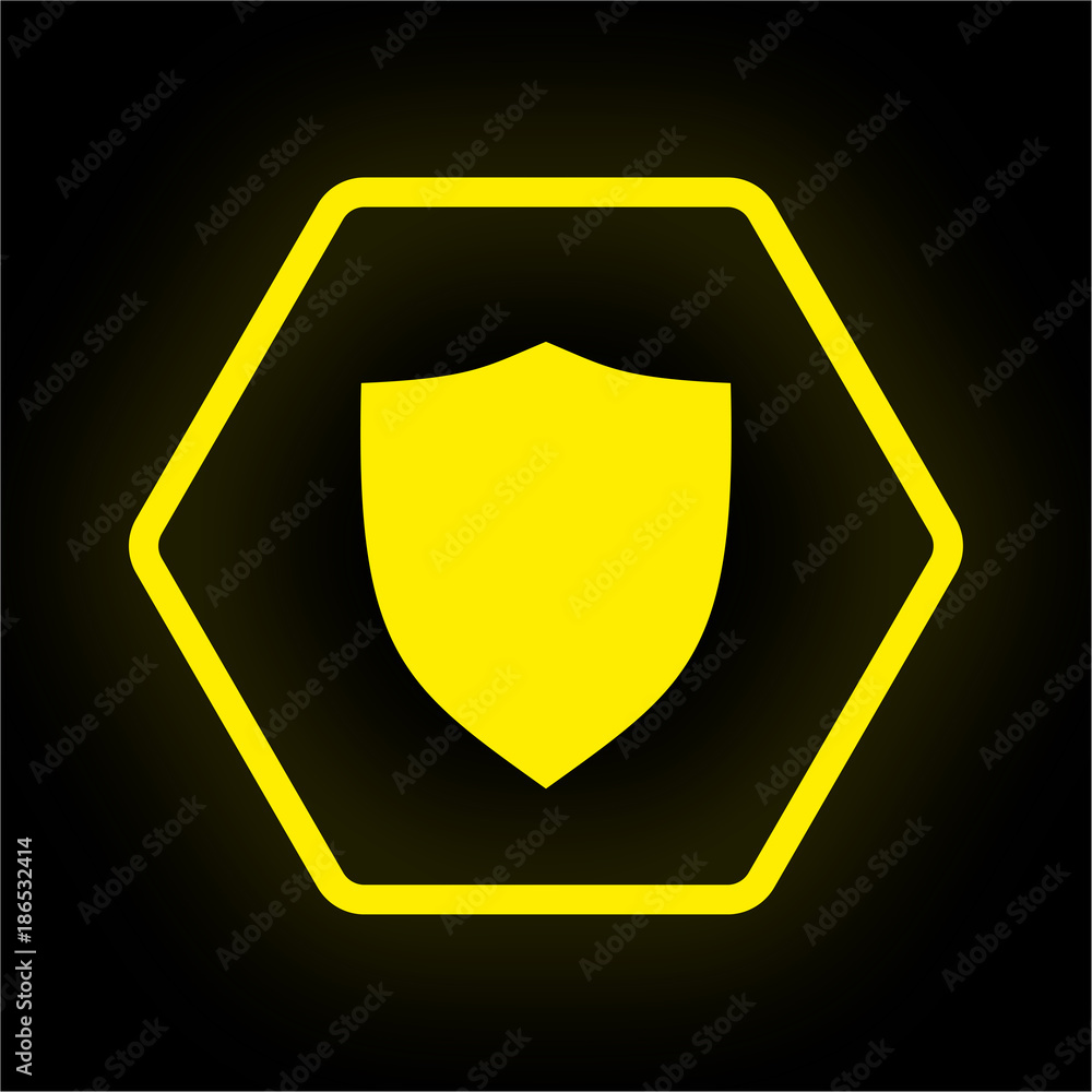 Sticker Neon Button Polygon - Schild