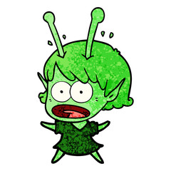 cartoon shocked alien girl
