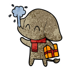 cute cartoon elephant spouting water