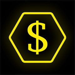 Neon Button Polygon - Dollar