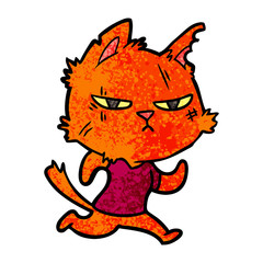 tough cartoon cat running