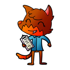 office worker fox cartoon character