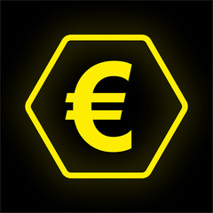 Neon Button Polygon - Euro Zeichen