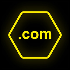 Neon Button Polygon - .com Webadresse