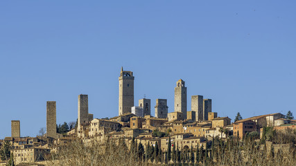 Aerial view of San Gimignano, Siena, Tuscany, Italy