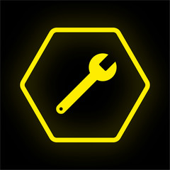 Neon Button Polygon - Schraubenschlüssel