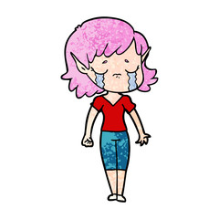 crying cartoon elf girl