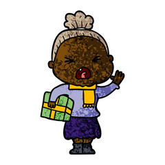 cartoon angry old woman