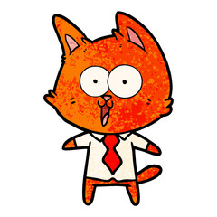 funny cartoon cat wearing shirt and tie