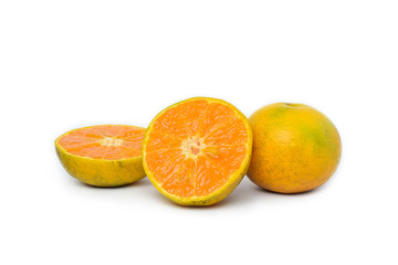 Tangerines fruits on white background