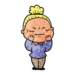 cartoon annoyed old lady