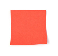 Red post it paper note on white background