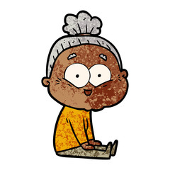 cartoon happy old woman