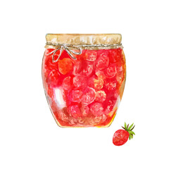 Strawberry jam. Traditional dessert with wild berries.