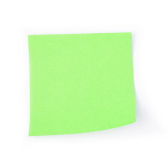 Green post it paper note on white background