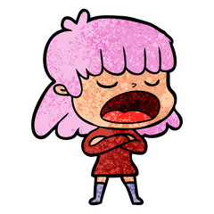 cartoon woman talking loudly