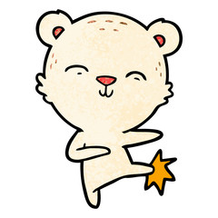 happy cartoon polar bear kicking