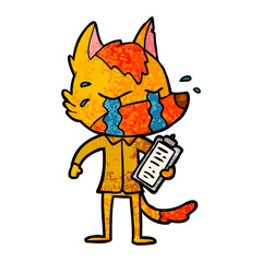 sad little fox cartoon character