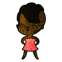 happy cartoon hipster girl