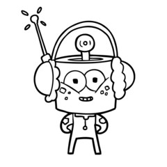 happy cartoon robot wearing headphones