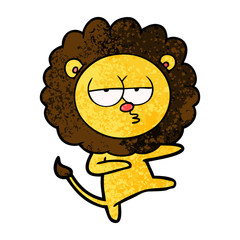 cartoon bored lion dancing