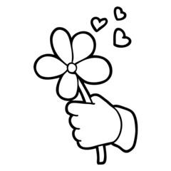 cartoon hand holding flower