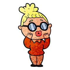 cartoon woman wearing spectacles
